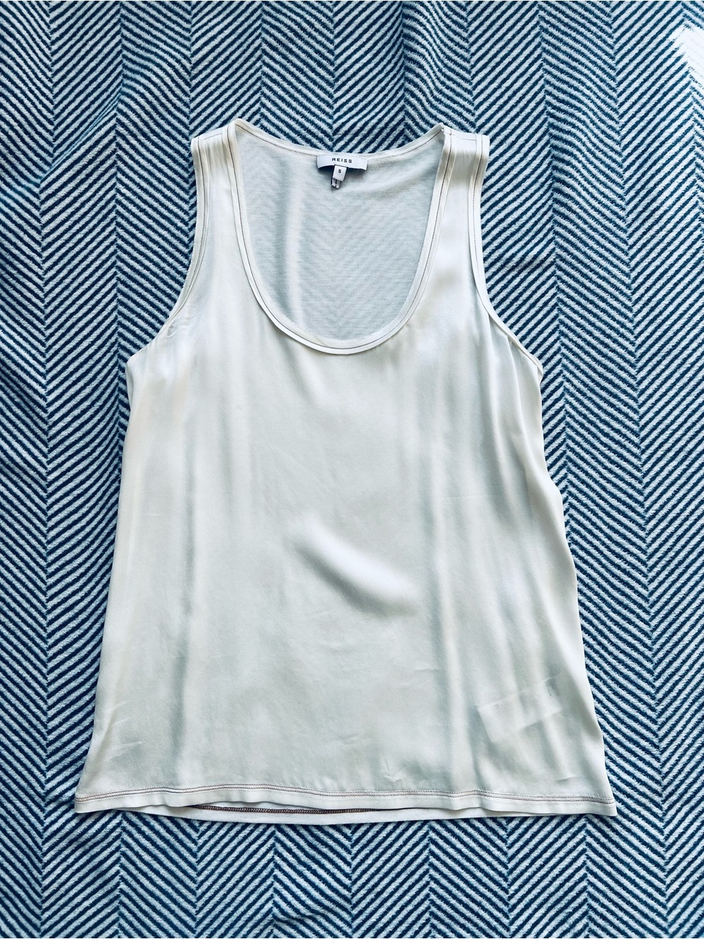 Reiss Silk-Front Tank in White - Picture 4 of 6